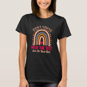 Camiseta Test Day Rock The Test Teacher Rainbow Testing Da