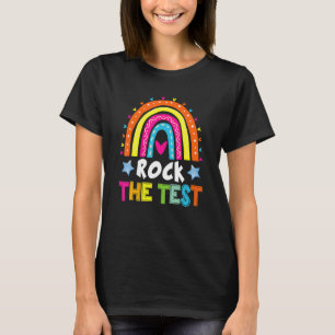 Camiseta Test Day Rock The Test Teacher Rainbow Testing Da
