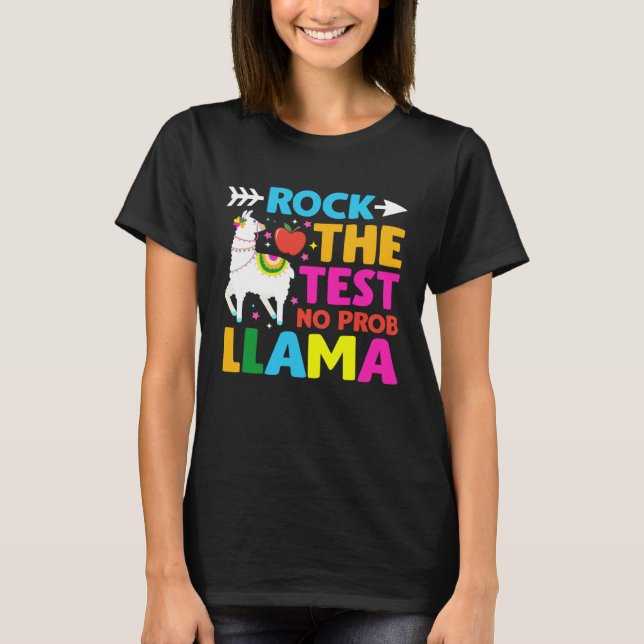 Camiseta Testing Day Rock the Test Teaching No Prob Llama T (Anverso)