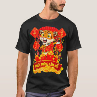 Camiseta Tet vietnamita Dabbing Tiger 2022 Chuc Mung Nam Mo