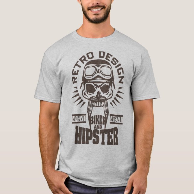 Camiseta tete de mort citation hipster biker casque moto mo (Anverso)
