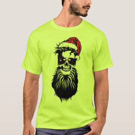 Camiseta tete_de_mort_crane_hipster_barbu_bonnet_noel_lunet