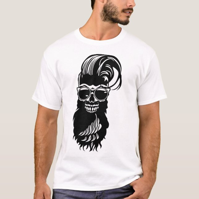Camiseta tete de mort hipster babre lunette coiffure punk 2 (Anverso)