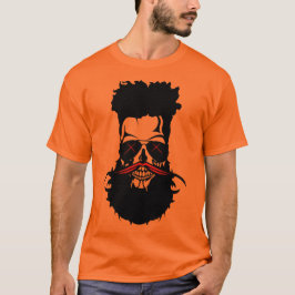 Camiseta tete de mort hipster barbe barbu moustache coiffur