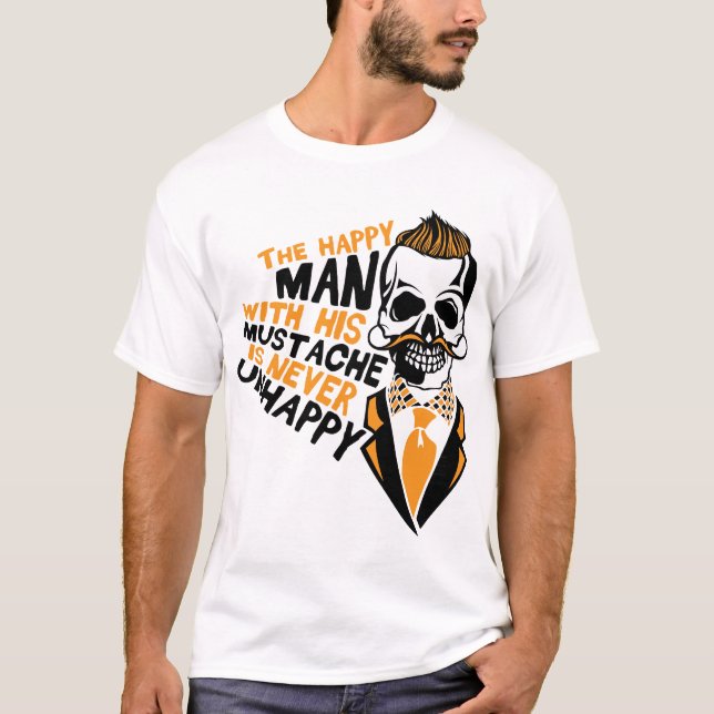 Camiseta tete de mort hipster citation happy barbu mustache (Anverso)