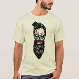 Camiseta tete de mort hipster citation love my beard humour