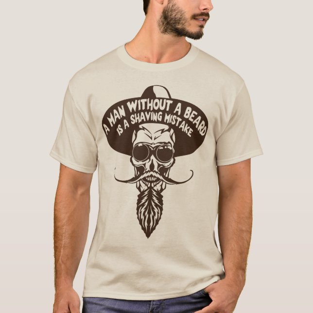 Camiseta tete de mort hipster citation man beard shaving mi (Anverso)