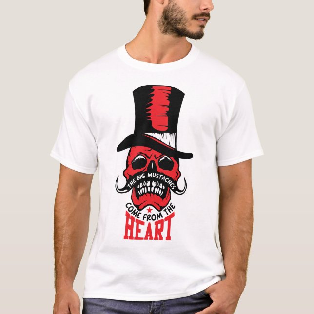 Camiseta tete de mort hipster citation mustache heart moust (Anverso)