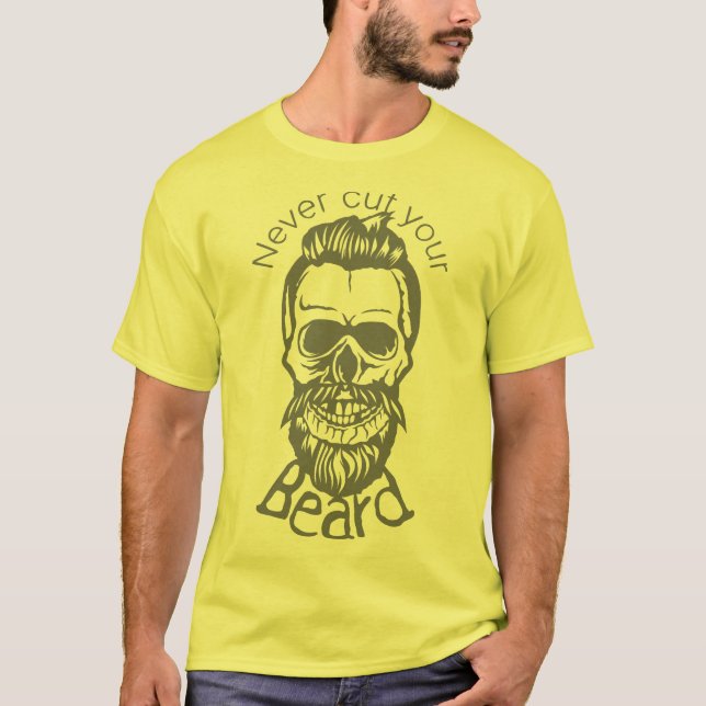 Camiseta tete de mort hipster citation never cut beard mous (Anverso)