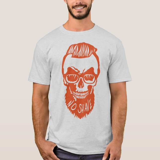 Camiseta tete de mort hipster citation no shave barbe coiff (Anverso)