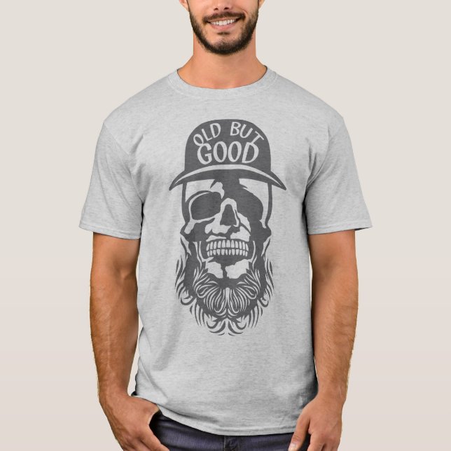 Camiseta tete de mort hipster citation old good barbe barbu (Anverso)