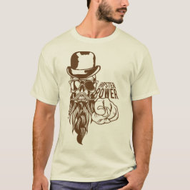 Camiseta tete de mort hipster citation power barbe moustach