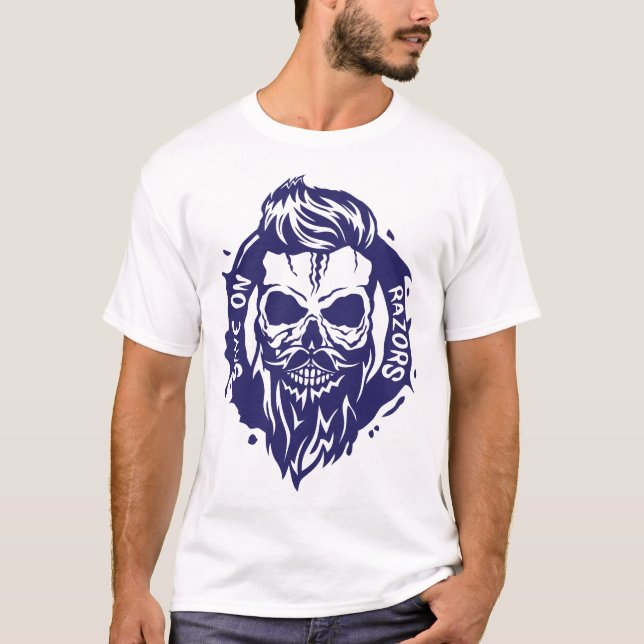 Camiseta tete de mort hipster citation save razors barbe cr (Anverso)