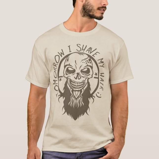 Camiseta tete de mort hipster citation shave hair barbe bar (Anverso)