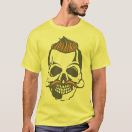 Camiseta tete de mort hipster coiffure punk moustache 2211
