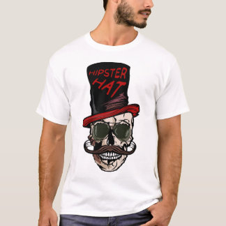 Camiseta tete de mort hipster hat citation moustache crane