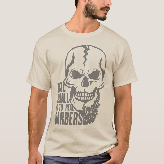 Camiseta tete de mort hipster real barbers citation skull (Anverso)