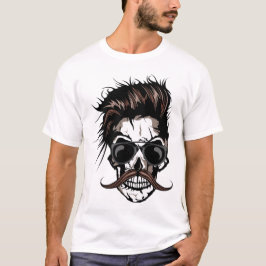 Camiseta tete de mort moustache hipster crane skull moustac