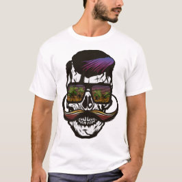 Camiseta tete de mort palmier lunette de soleil crane moust
