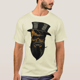 Camiseta tete de mort skull crane hipster barbu chapeau mou