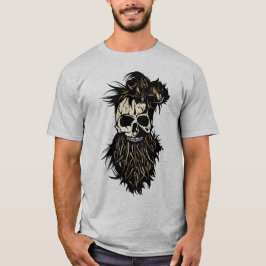 Camiseta tete de mort skull hipster barbu barbe anneau nez