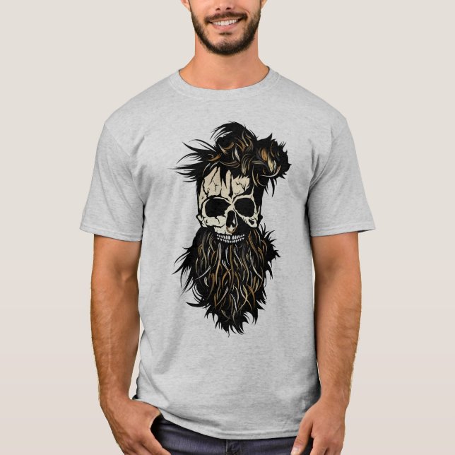 Camiseta tete de mort skull hipster barbu barbe anneau nez  (Anverso)