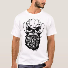 Camiseta tete de mort skull hipster crane barbe barbu moust