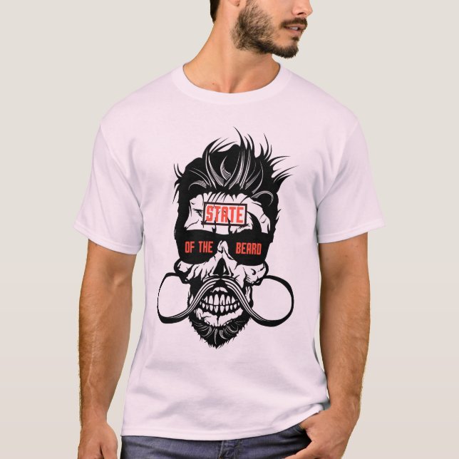 Camiseta tete de mort state beard hipster barbu barbe moust (Anverso)