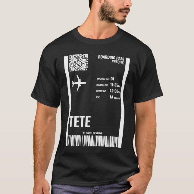 Camiseta Tete Mozambique Boarding Pass Airline Ticket Trave (Anverso)