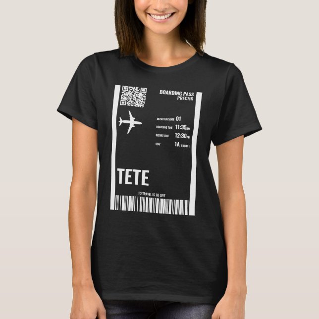 Camiseta Tete Mozambique Boarding Pass Airline Ticket Trave (Anverso)