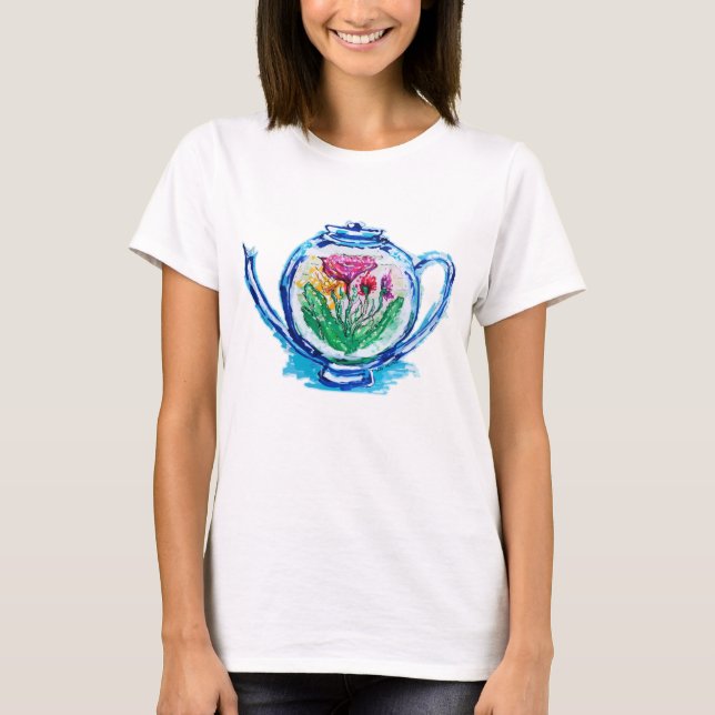 Camiseta Tetera de flores (Anverso)