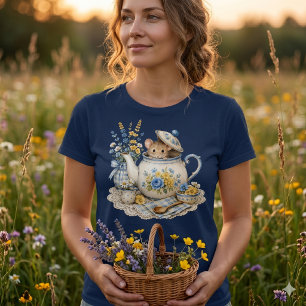 Camiseta Tetera de ratón caprichosa Cottagecore Bloom