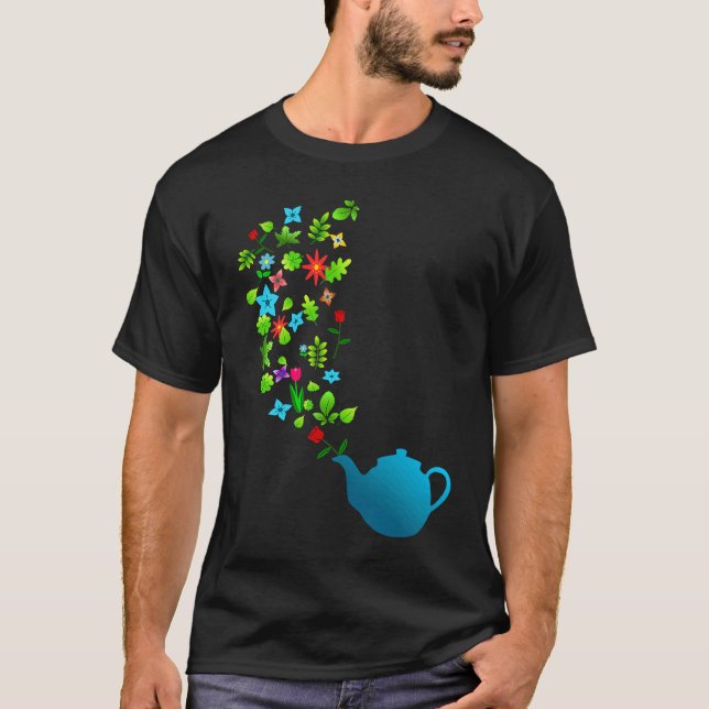 Camiseta Tetera del jardín de flores (Anverso)