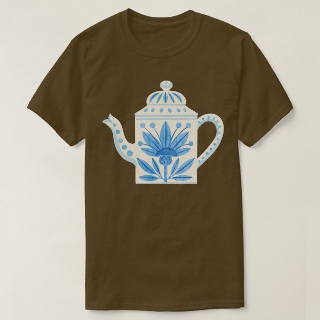 Camiseta Tetera Floral Escandinava (Diseño del anverso)