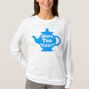 Camiseta Tetera - ¿Más té Vicar? - Azul y blanco medio
