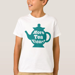 Camiseta Tetera - ¿Más té Vicar? - Verde azulado y blanco