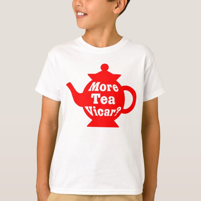 Camiseta ¿Tetera - más vicario del té? - Rojo y blanco (Anverso)