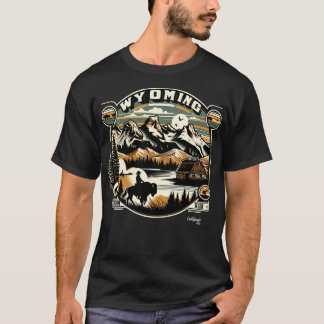 Camiseta Tetos de Wyoming salvajes recorren retro de cosech