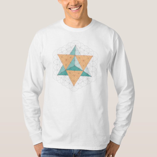 Camiseta Tetraedro de la estrella de Merkaba en la flor de (Anverso)