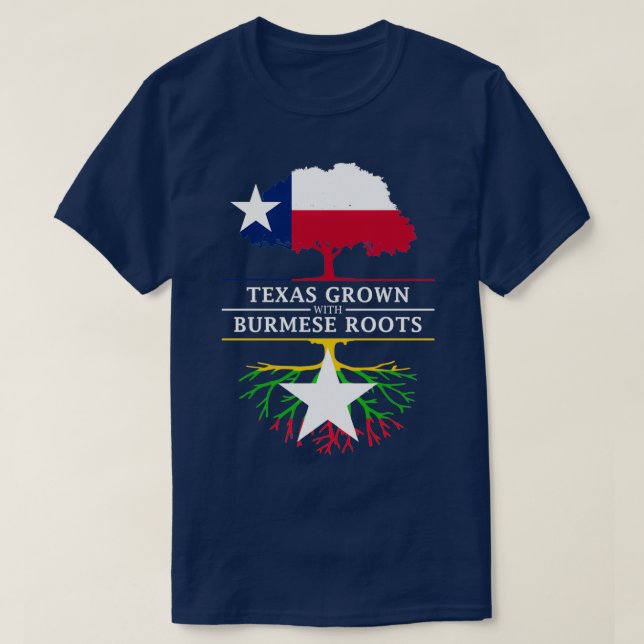 Camiseta Texan crece con raíces birmanas (Diseño del anverso)