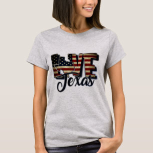Camiseta Texas Ama Estrella Y Rayas De Bandera Estadouniden