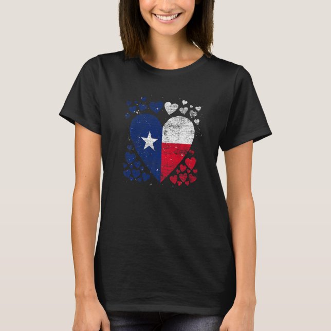 Camiseta Texas Bandera Corazón de Estados Unidos Patriótico (Anverso)