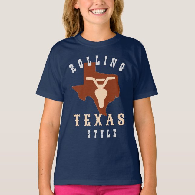 Camiseta Texas Bike Steer Rolling Texas Style (Anverso)