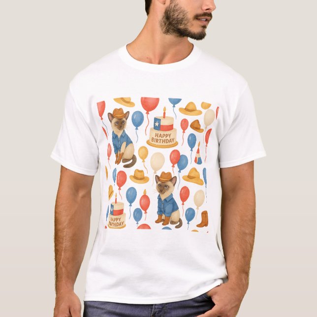 Camiseta Texas Birthday Themed for Cat Lovers (Anverso)