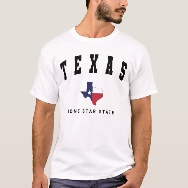 Camiseta Texas, blanco de los hombres en el mapa de la band (Anverso)