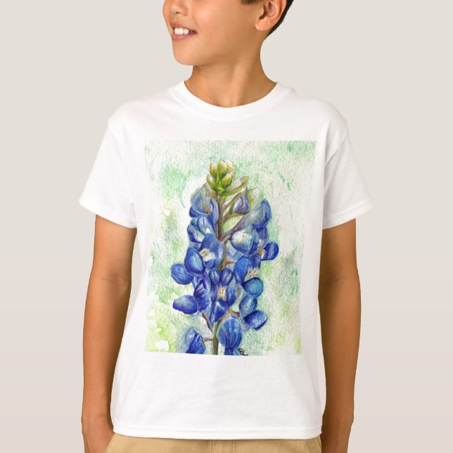 Camiseta Texas Bluebonnet Wildflower Drawing (Anverso)