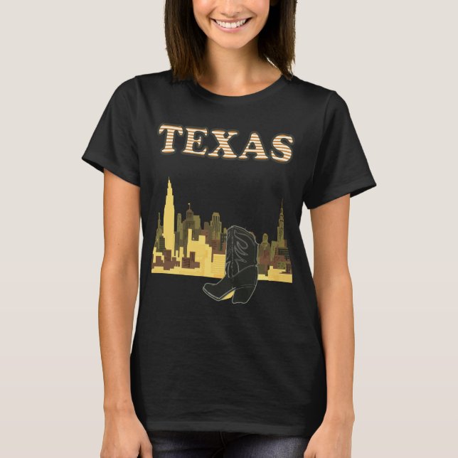 Camiseta Texas Boots Skyline Gold Travel (Anverso)