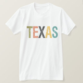Camiseta Texas con letras de color retro descoloridas