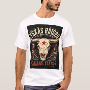 Camiseta Texas Criado Dallas Texas Cráneo de Longhorn Occid
