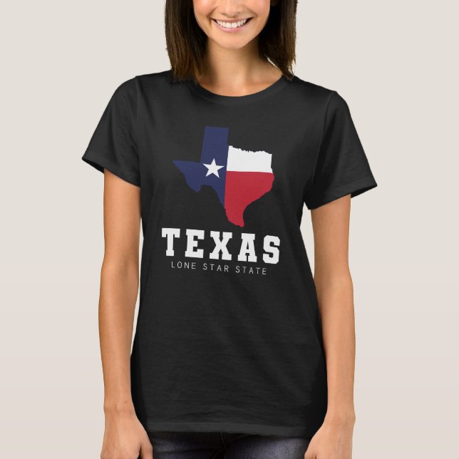 Camiseta Texas, estado de una estrella solitaria, mapa de b (Anverso)